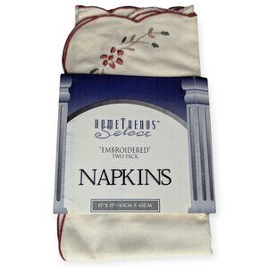 Hometrends Select Embroidered Napkins-Caroline 17" x 17" Cotton Set of 2 NWT